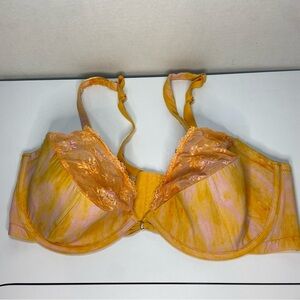 Savage X Fenty Plunge Half Cup Lace Bra in Orange & Pink With Lace Trim Sz 40DDD
